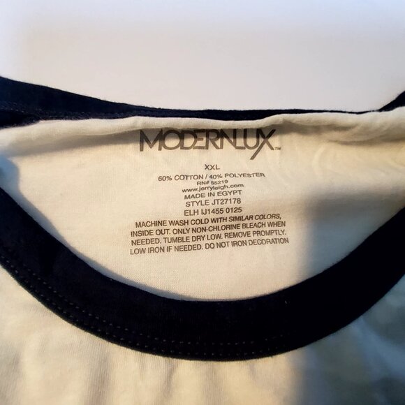 Modernlux Raglan Tee XXL White/Navy Star Print Crew neckline Cotton/Polyester - Picture 3 of 7